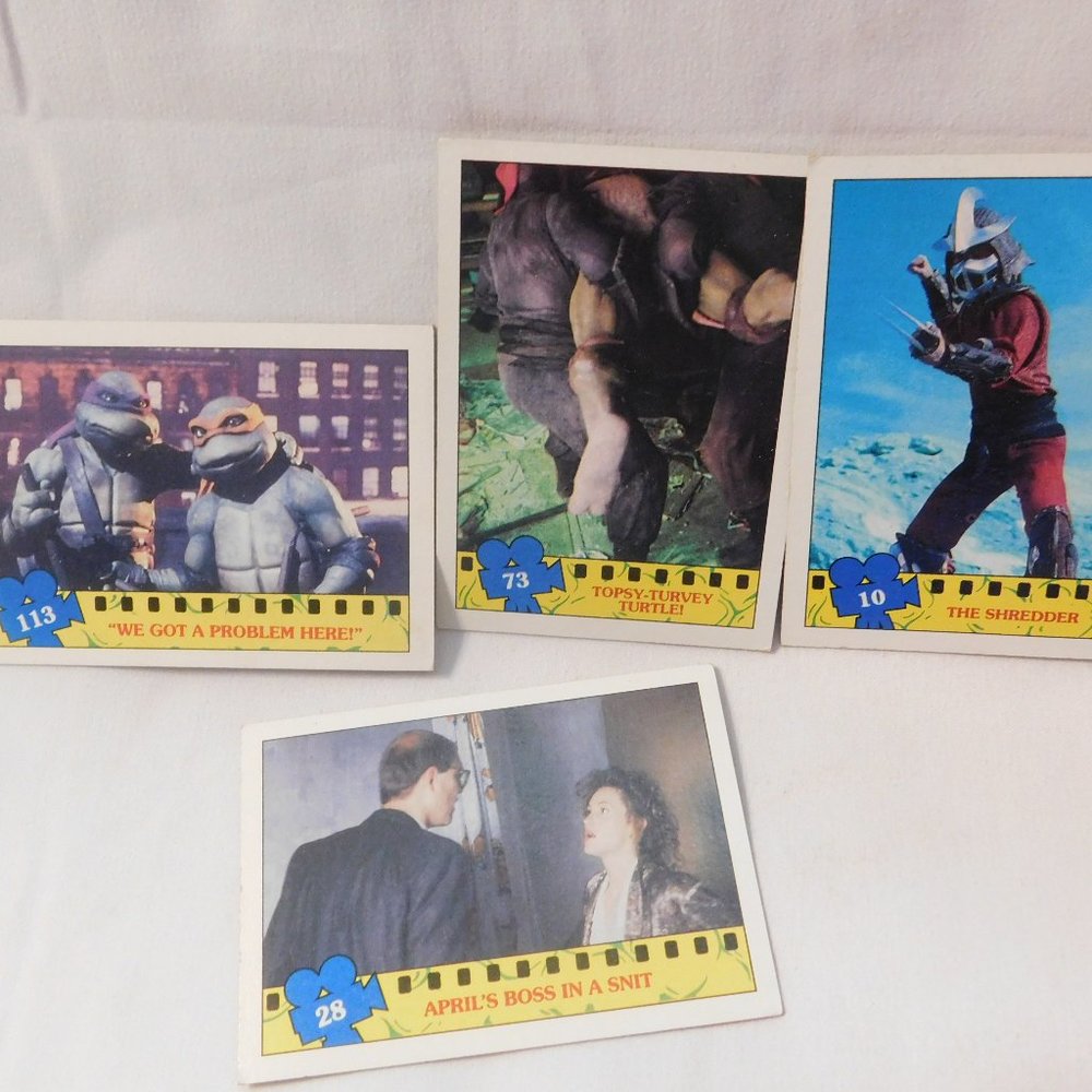 Teenage Mutant Ninja Turtles Motion Pictures Cards 1990 Vintage Lot of 4